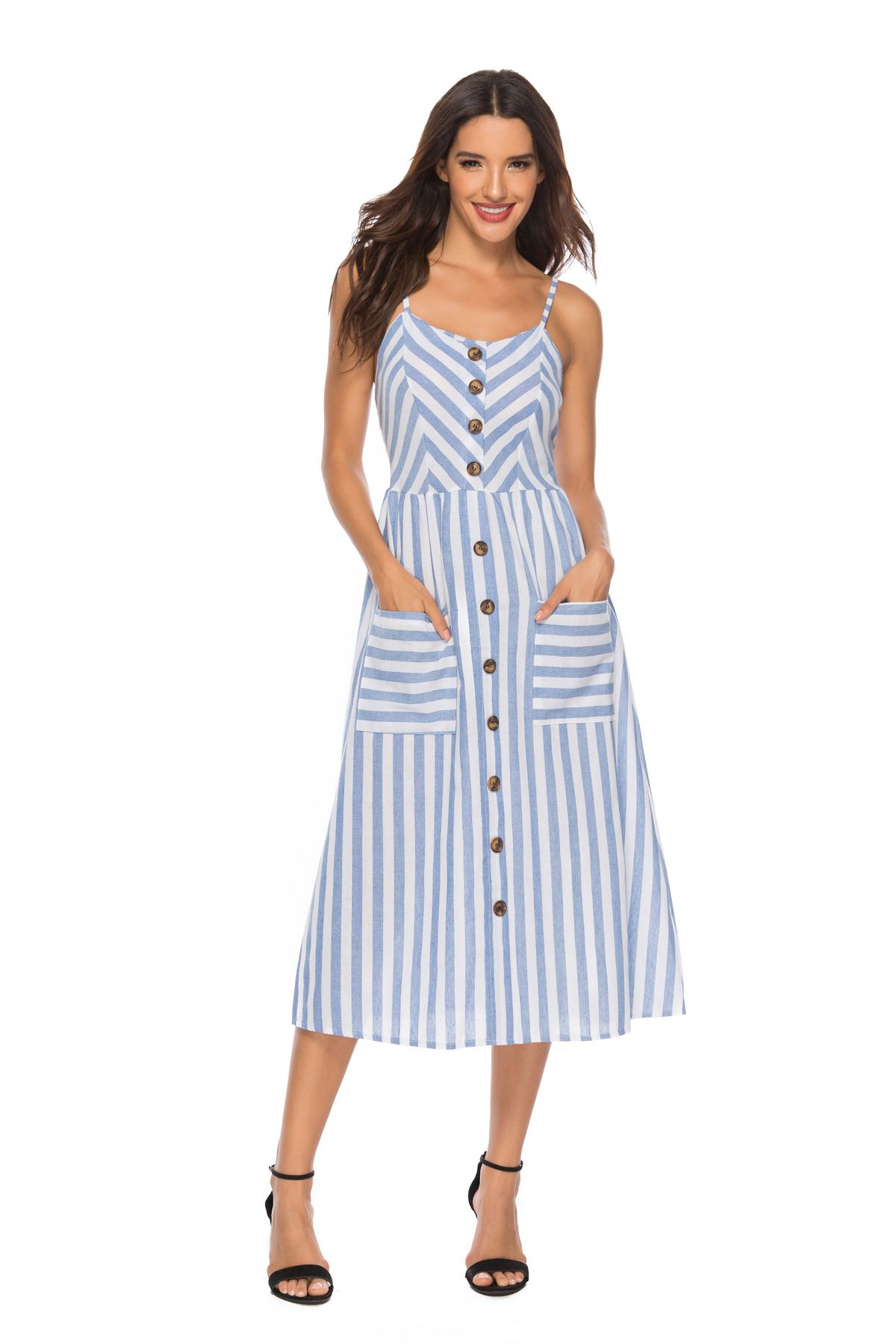 pink and white striped skirt