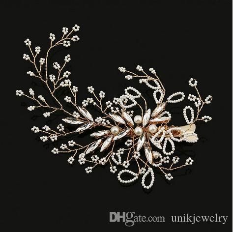 2019 New Bridal Hair Accessories 18k Gold Plated Fresh Water Pearl