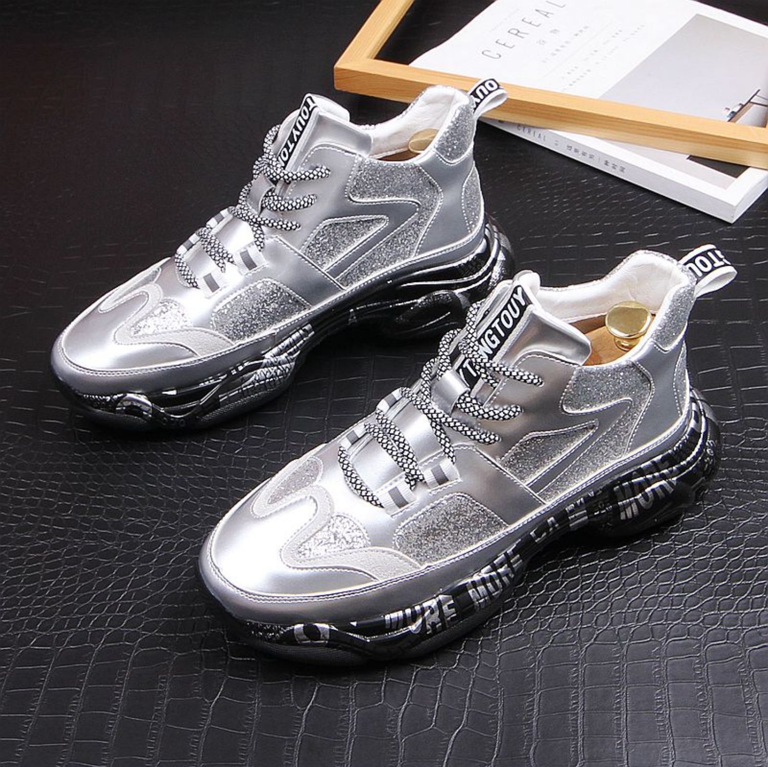 Spring Luxury New Mens Charming Sequins Sneakers Casual
