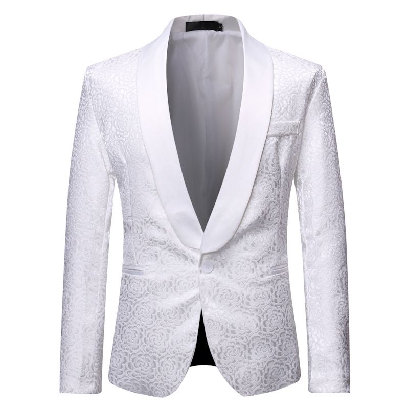 Men Casual Slim Fit Floral Formal One Button Suit Blazer Tuxedo Coat Jacket Tops
