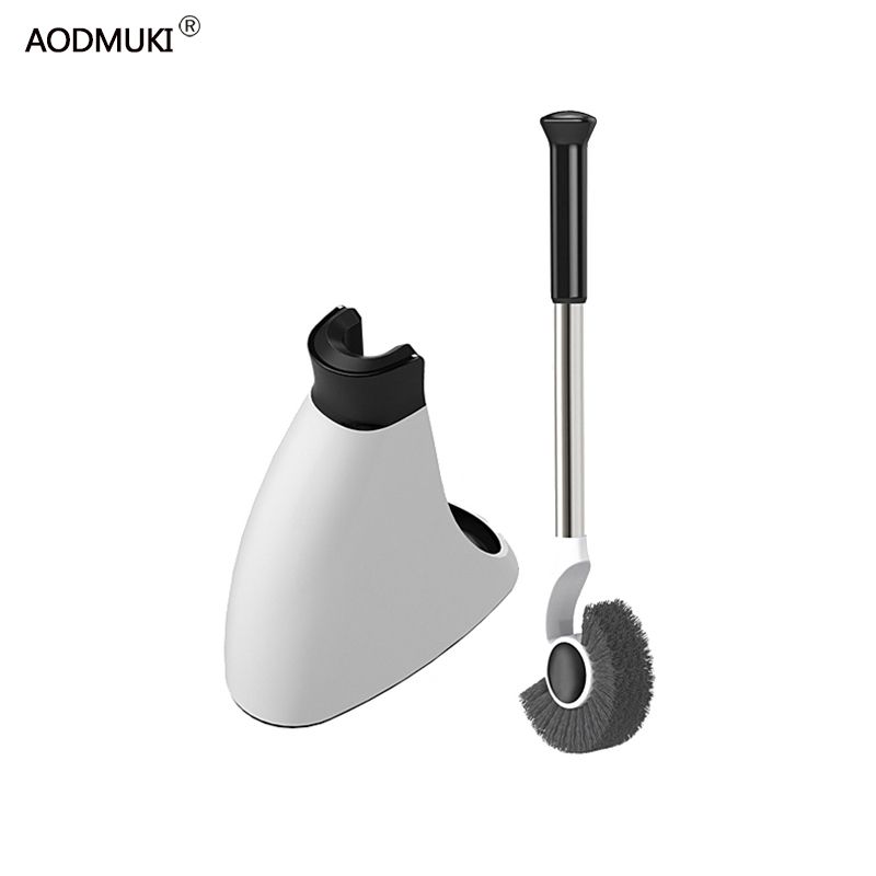 Home Stainless Steel Toilet Brush Holder Cleaning Brush Standing Bathroom Set