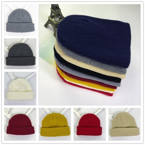 1pc Unisex Men Women Beanie Hat Warm Ribbed Winter Turn Ski Fisherman Docker Cap