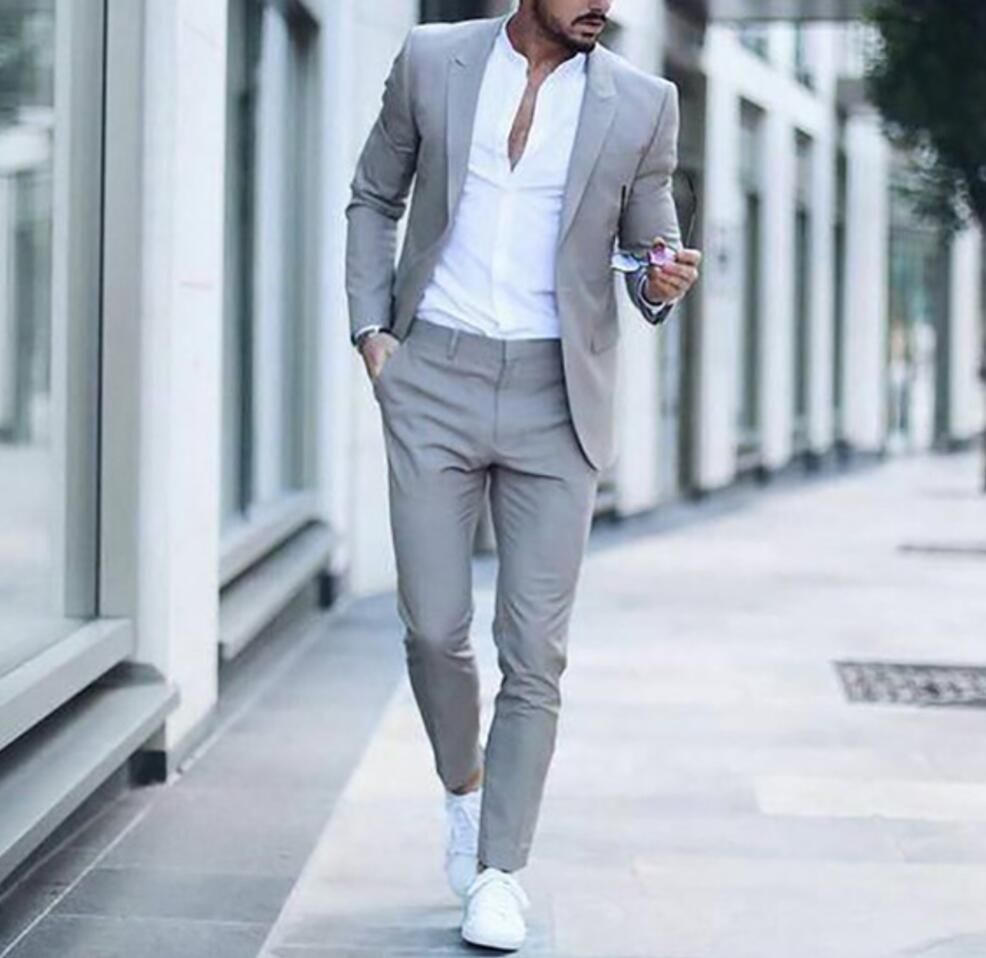 XLY Grey Trajes de hombre Moda Street Smart Business Hombre Blazer Summer Beach Trajes