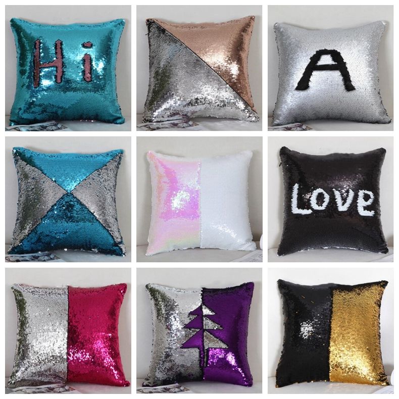 40*40CM European Sequins Pillow Case Sofa Cushion Covers Glitter Throw Cover