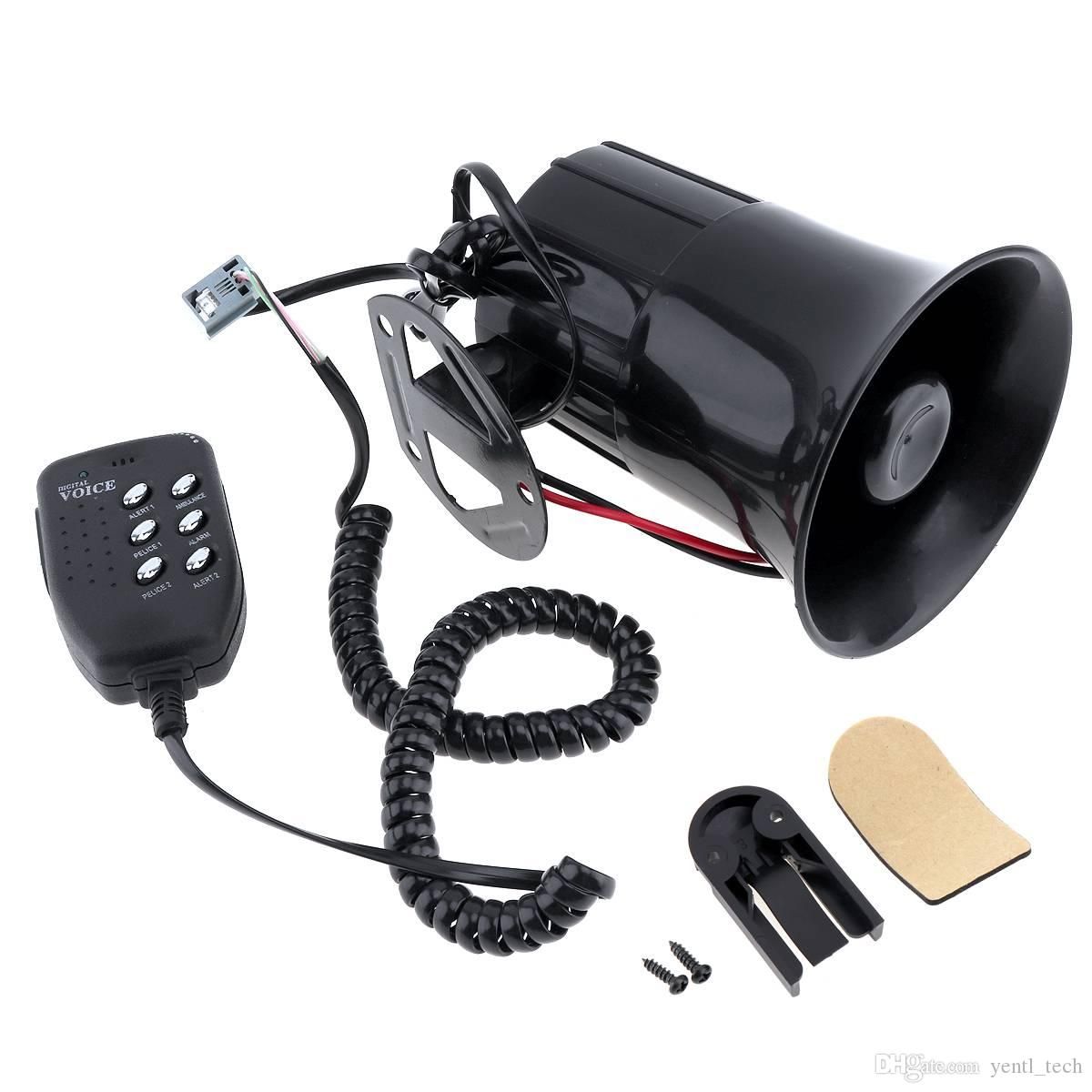 12V 100W Car Truck Electric Alarm Air Horn Siren Speaker 5 Sound Tone Super Loud with Mic Pack of 1