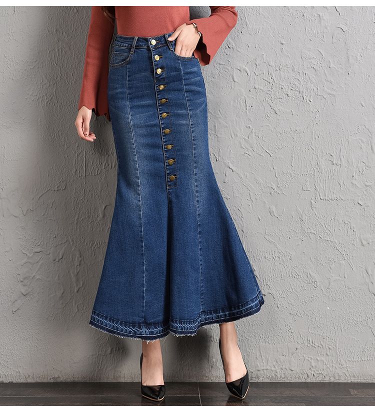 Denim Skirt Outfit Plus Size High Waisted Skirt 2020 Brookes Midi - Main Image