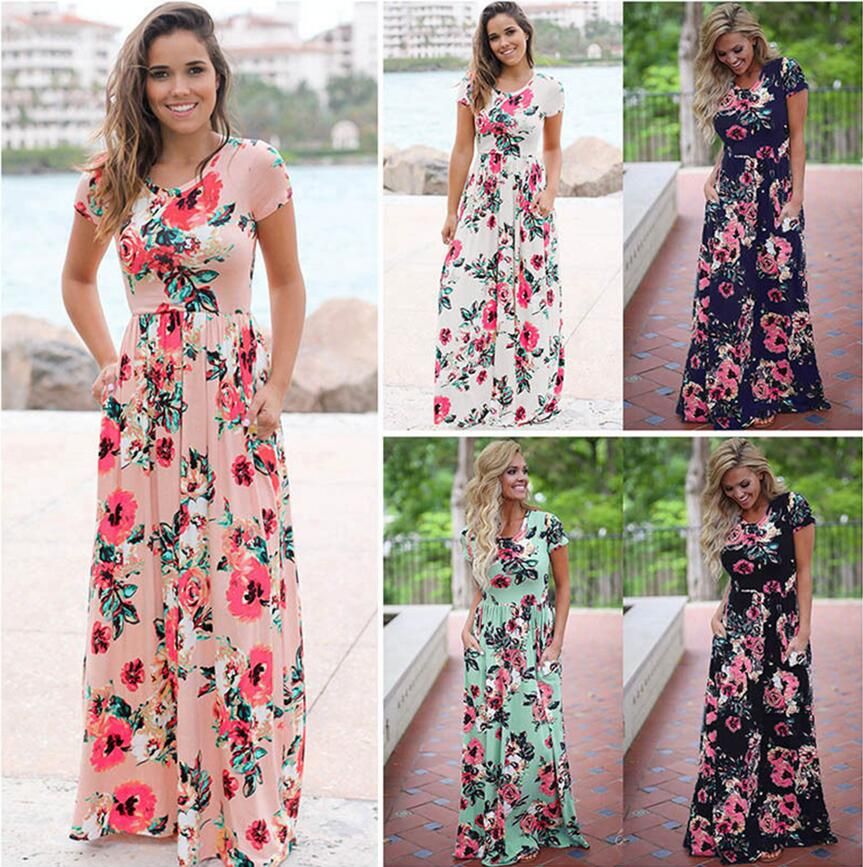 Vestido Largo Flores Tirantes – ONDAS