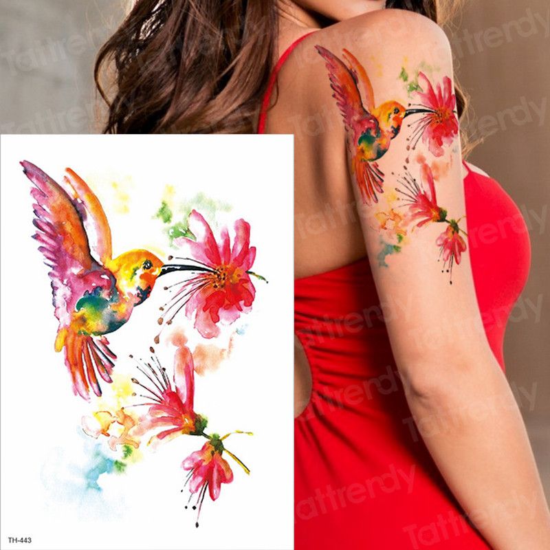 Acheter Tatouages Temporaires Pour Femmes Filles Tatouage Colibri Manchon étanche Bras Tatouage Tatouage Sexy Oiseaux Fleur Tatouage Couleur De La