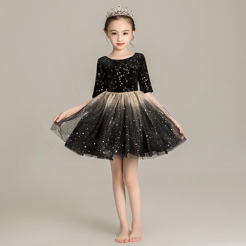 black sequin girls dress