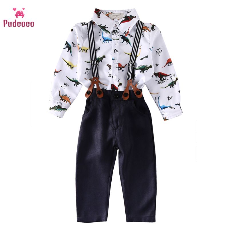 Pantalones dinosaurio Camisa Pudcoco niños pequeños ropa de niño del bebé  Conjunto Bebe manga larga para