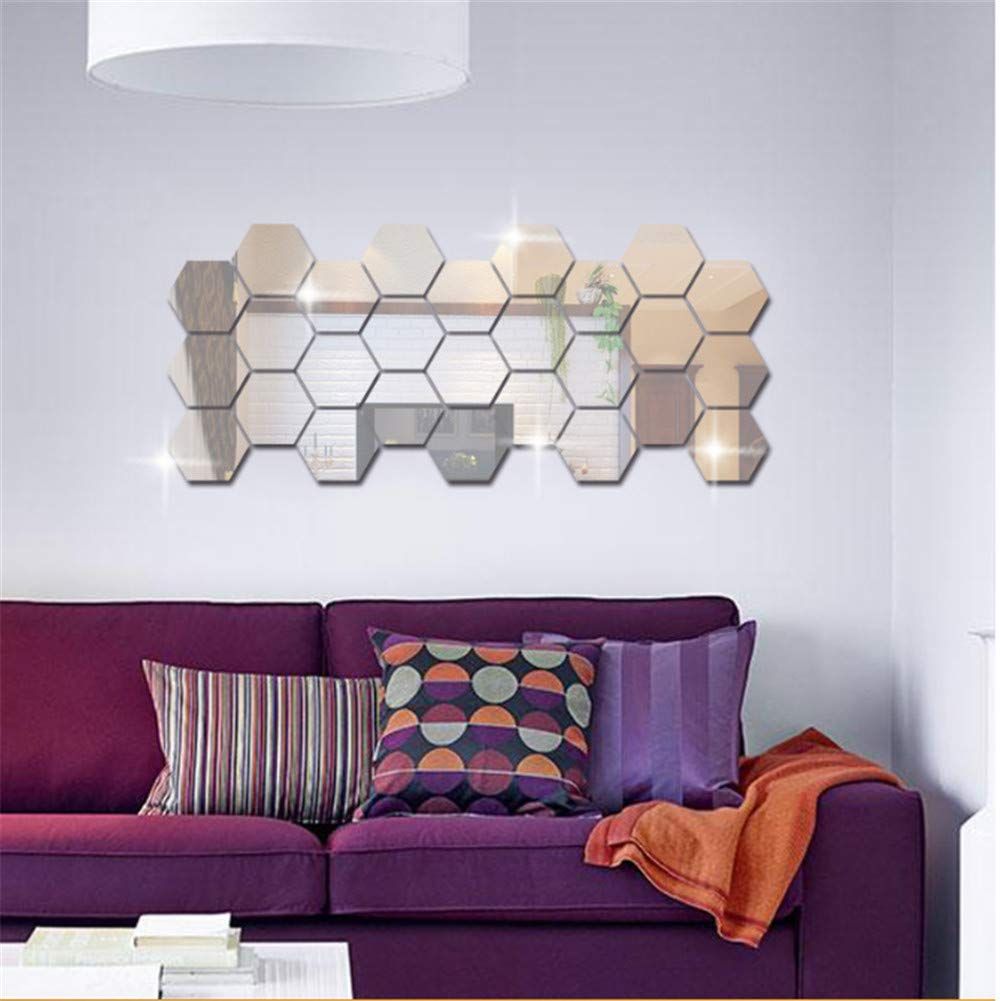 32pcs Round & Letter Shaped Mirror Wall Sticker