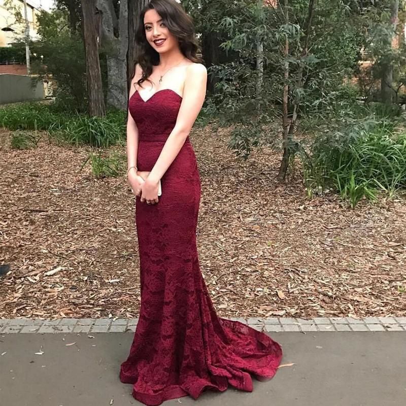 2019 vestidos largos de dama de honor del amor del de color rojo vino