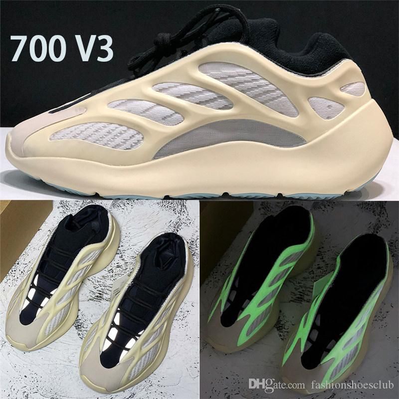 Wholesale Stylish And Cheap Size Azael 700 V3 Kanye West Running Shoes  White Glow In The Dark Men Women Fashion Luxury Designer Sneakers With Box  US 5 11 | DHgate.Com