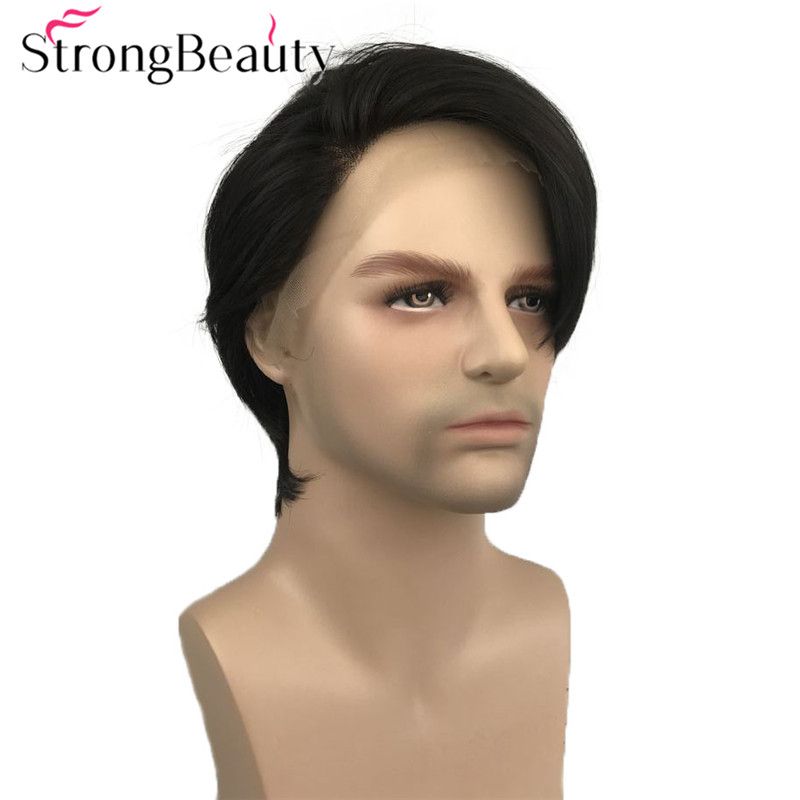 lace front short black wig