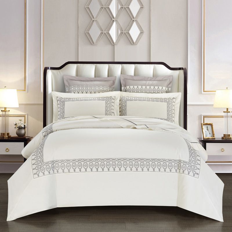 Luxury Grey White Gold Bedding Set 600tc Egyptian Cotton Soft