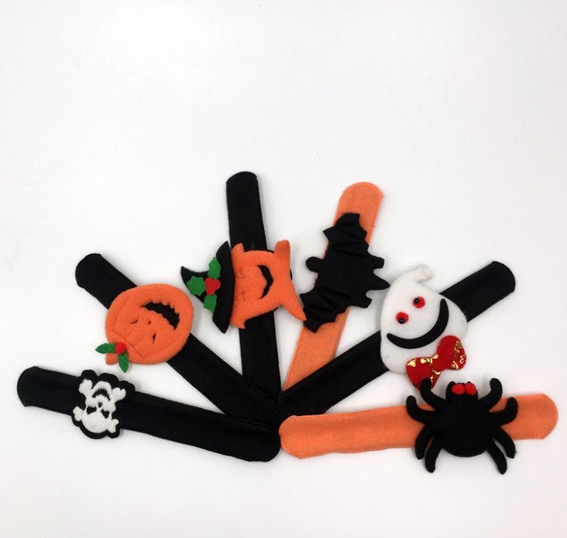 12 Pieces Halloween Slap Bracelets Spider Pumpkin Ghost Slap Bands Wrist Slap Accessory for Halloween Birthday Party Favors