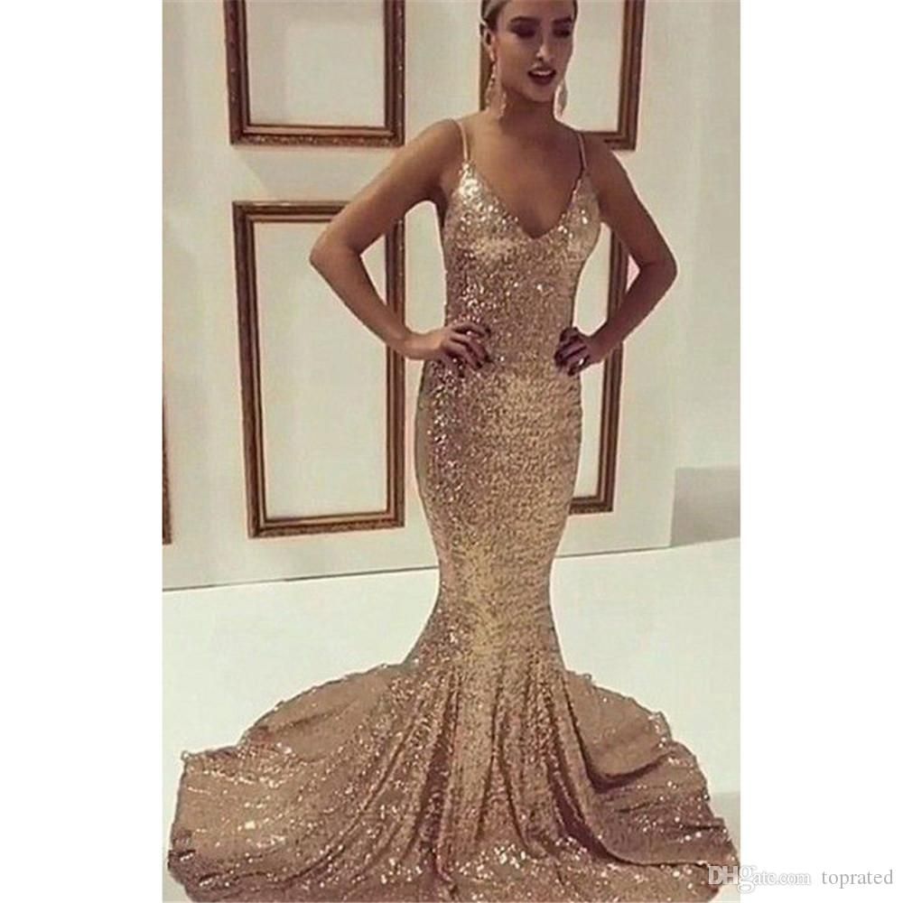rose gold prom dress with train