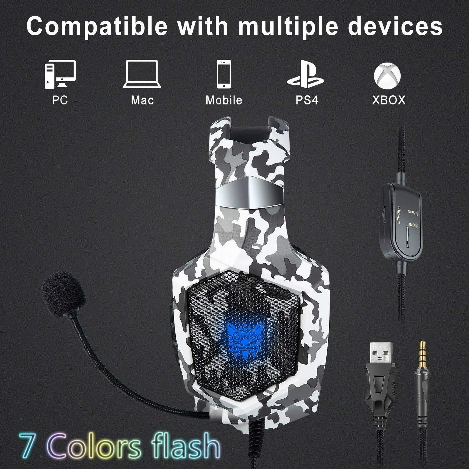 ONIKUMA K8 PS4 Headset Camouflage Wired PC Gamer Stereo Gaming Headphones  With Microphone 7 LED Flash Lights For XBox One/Laptop Tablet From  Ecsale007, $24.13 | DHgate.Com