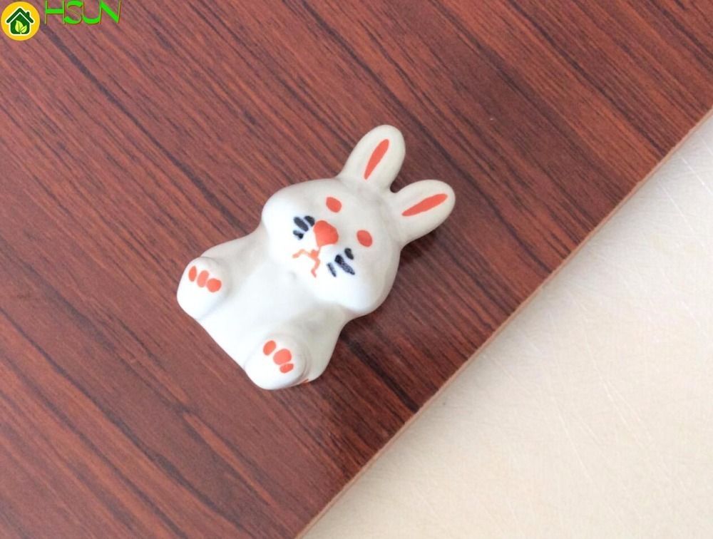 2020 Rabbit Dresser Knobs Kids Ceramic Drawer Handles Animal