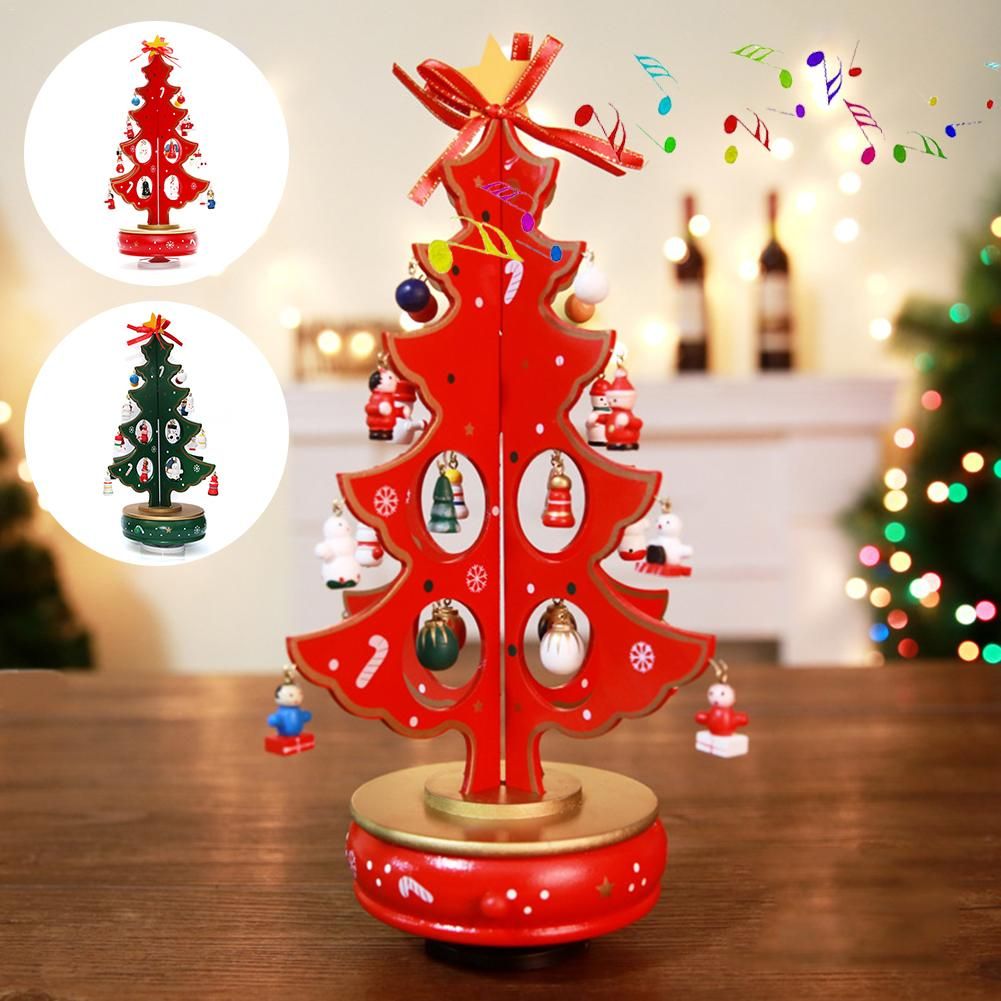 Music Box Wooden Clockwork Christmas Decoration Ornaments Crafts Gifts Unique