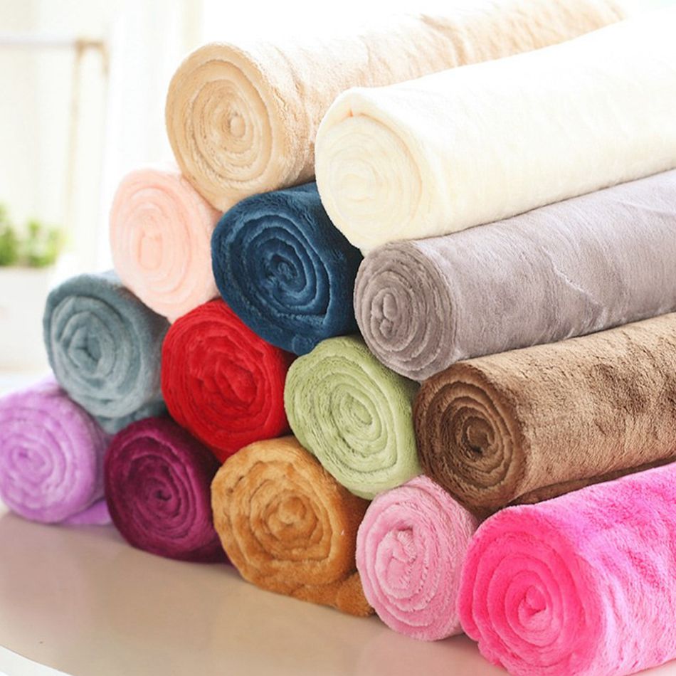 50*70cm Warm Flannel Fleece Towel Blankets Soft Solid Blankets