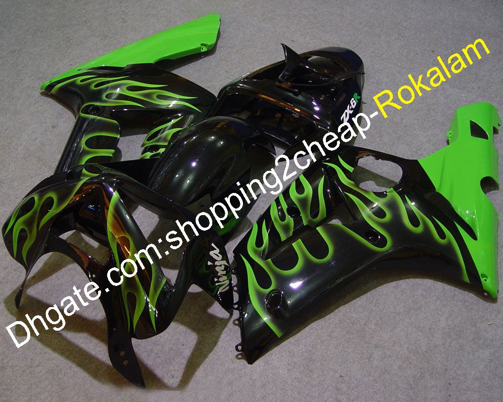 Fairings For Kawasaki ZX 6R Parts 03 04 ZX6R 636 2003 2004 Green Flame
