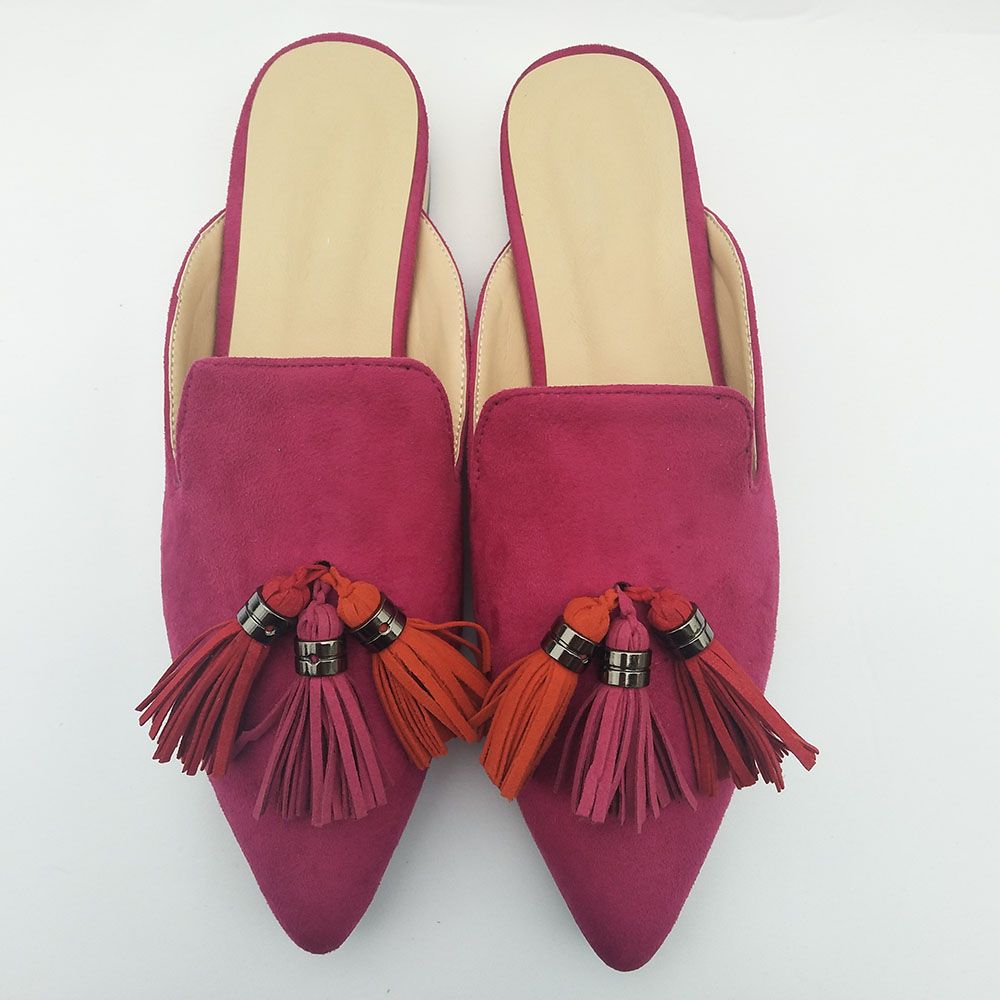 Acquistare Mules In Pelle Scamosciata Donna, Nappine Da Donna Con Pantofole  Impreziosite Da Pon Pon, Mocassini Senza Lacci Con Punta A Punta Sul Retro  Economico | Consegna Veloce E Qualità | DHgate Italy