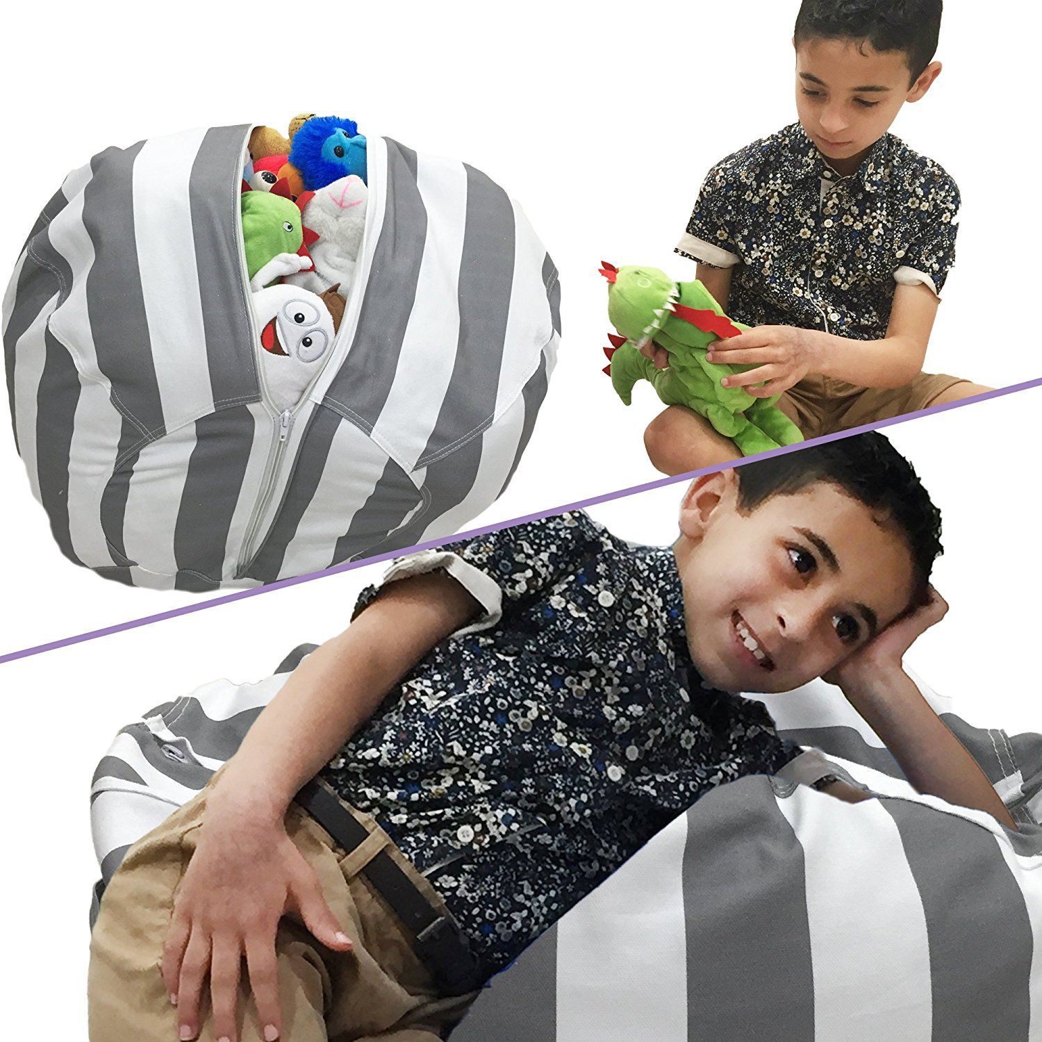 Stuffed Animal Storage Bean Bag Chair Portable Kids Toy Storage Bag And  Play Mat Home Furniture and Accessories GT90