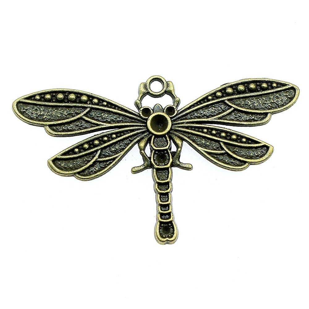5pcs tibetan style dragonfly pendant with cabochon setting jewellery craft UK