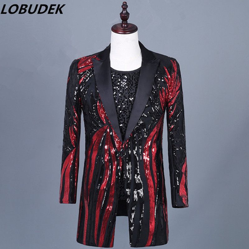 red sequin suit jacket