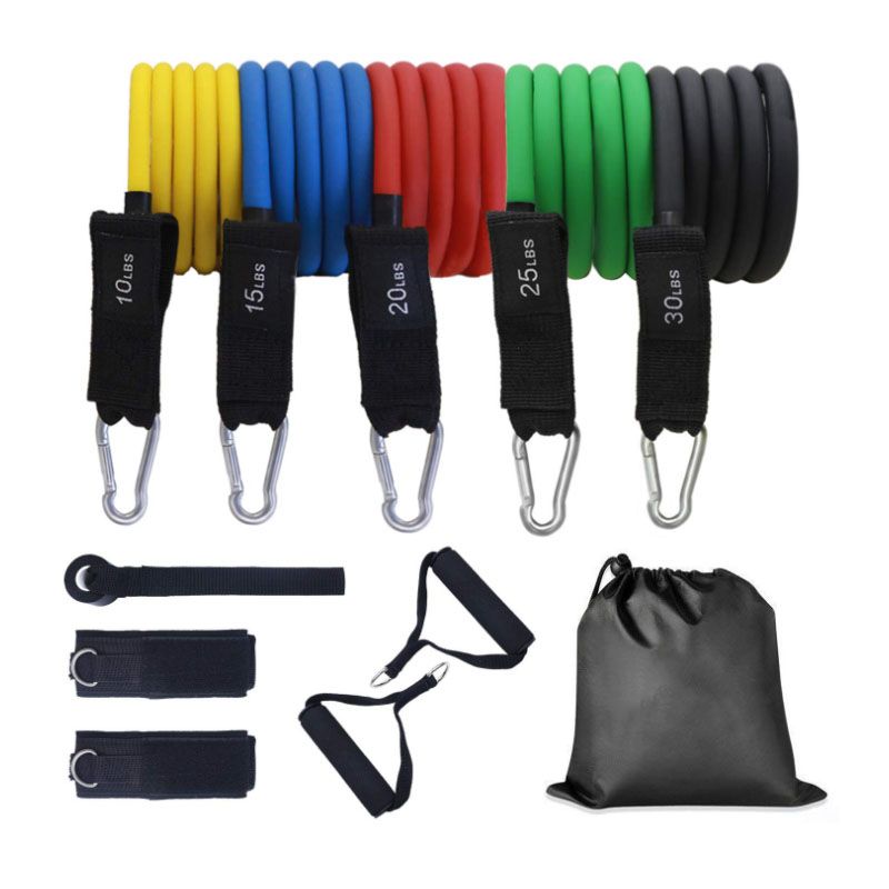 Bolsa de Transporte Protector de Tubo 13pcs Bandas Elásticas con Tubos Resistencia Correa para Tobillos Manijas Anclaje para Puerta WOWGO Bandas de Resistencia