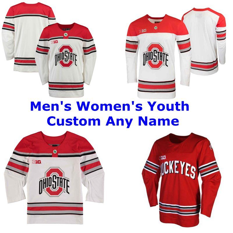 2021 Custom Ohio State Buckeyes College Ice Hockey Jerseys Mens Tanner