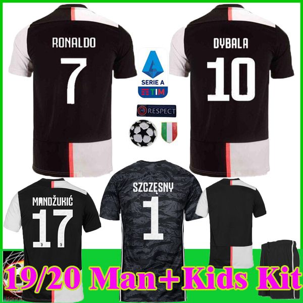 2019 19 20 Juventus Ronaldo Dybala Soccer Jersey 2019 2020 Champion League Football Shirt Mandzukic Juventus Camiseta Maillot Kids Kit Goalkeeper From