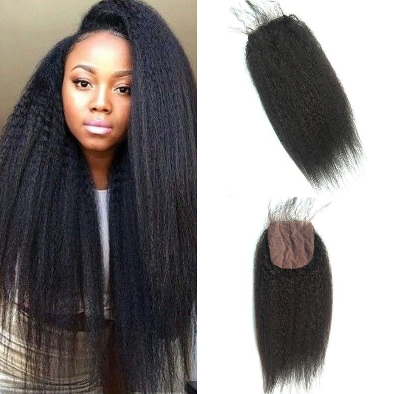 Top Grade Brazilian Indian Hair 4x4 Silk Base Closure Kinky