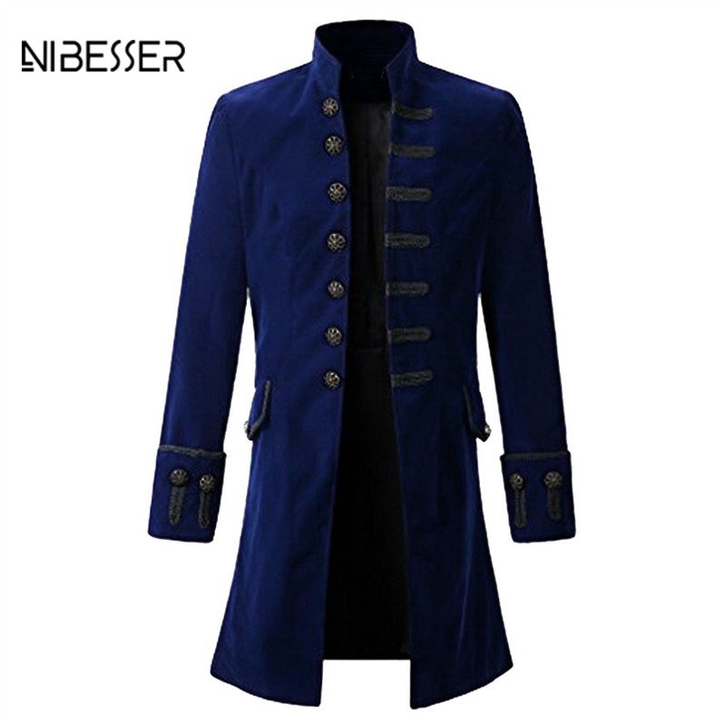 Nibesser Trim Steampunk Jacket Men Vintage Plus Size Men Jacket
