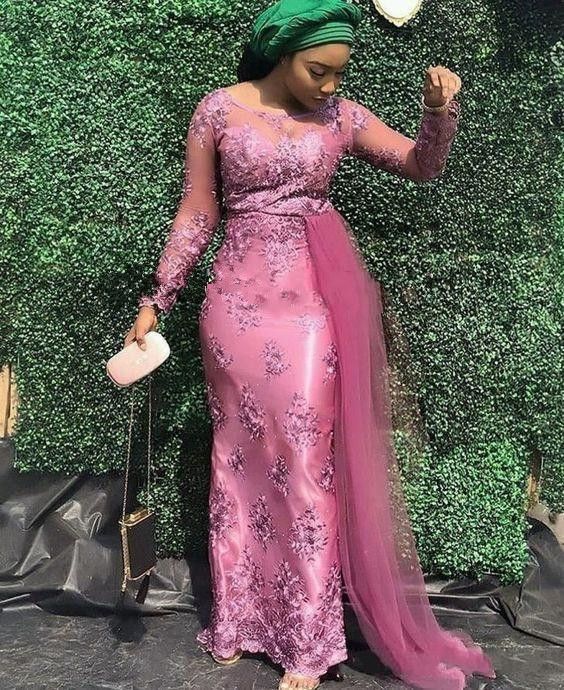 latest aso ebi lace gown styles 2020