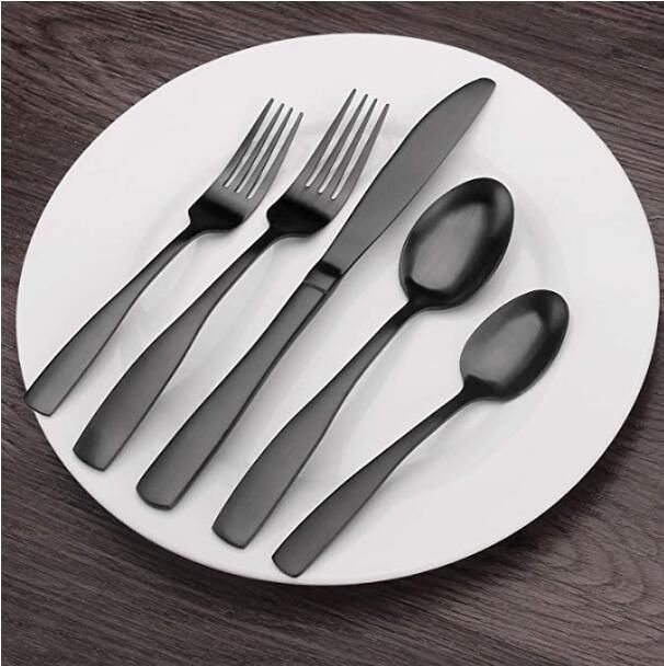 2020 Matte Black Silverware Set Stainless Steel Flatware Set Cutlery Utensil Mirror Polished Dinner Knife Fork Spoon Logo Can Be Custo From Emily18 6 43 Dhgate Com