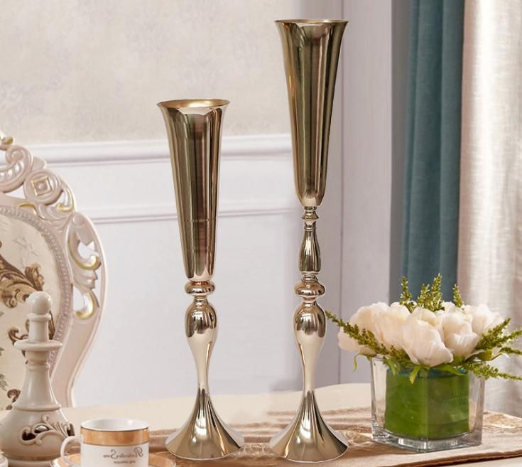 88cm Tall Slim Metal Flower Vase Trumpet Vases Centerpieces For