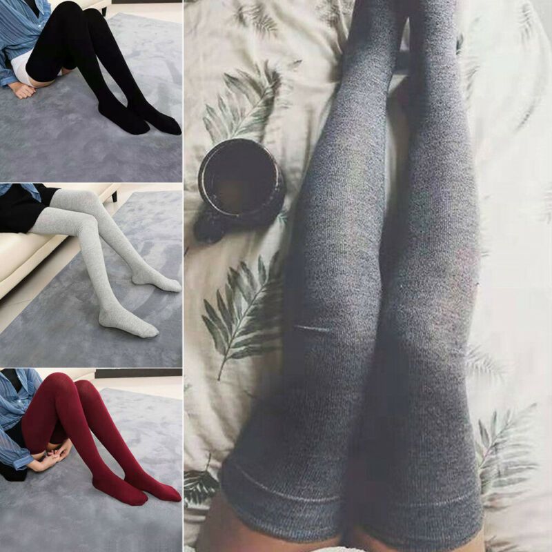 New Women Winter Warm Cable Knit Over knee Long Boot Thigh-High Socks Leggings~