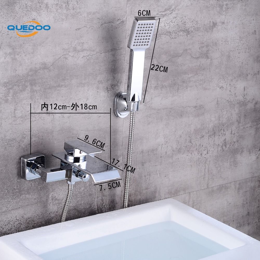 2020 Shower Faucets Square Wall Mounted Waterfall Spout Bathroom