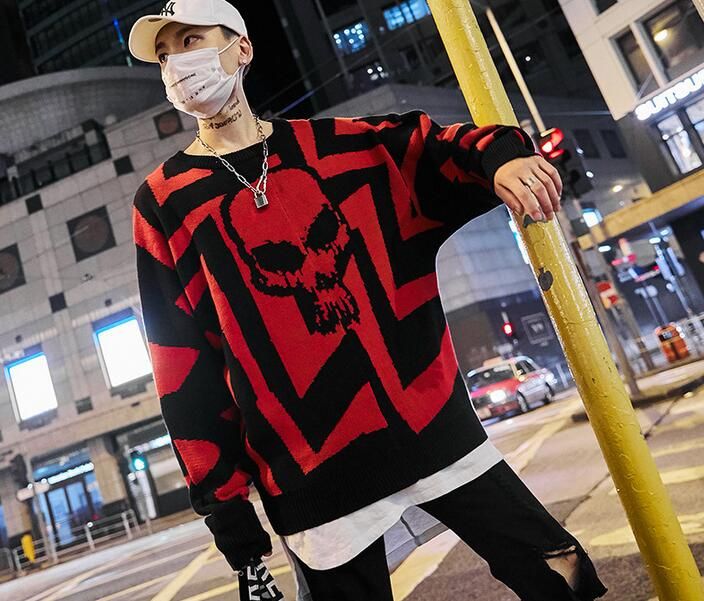 DARK ICON Round Neck Loose Style Skull 