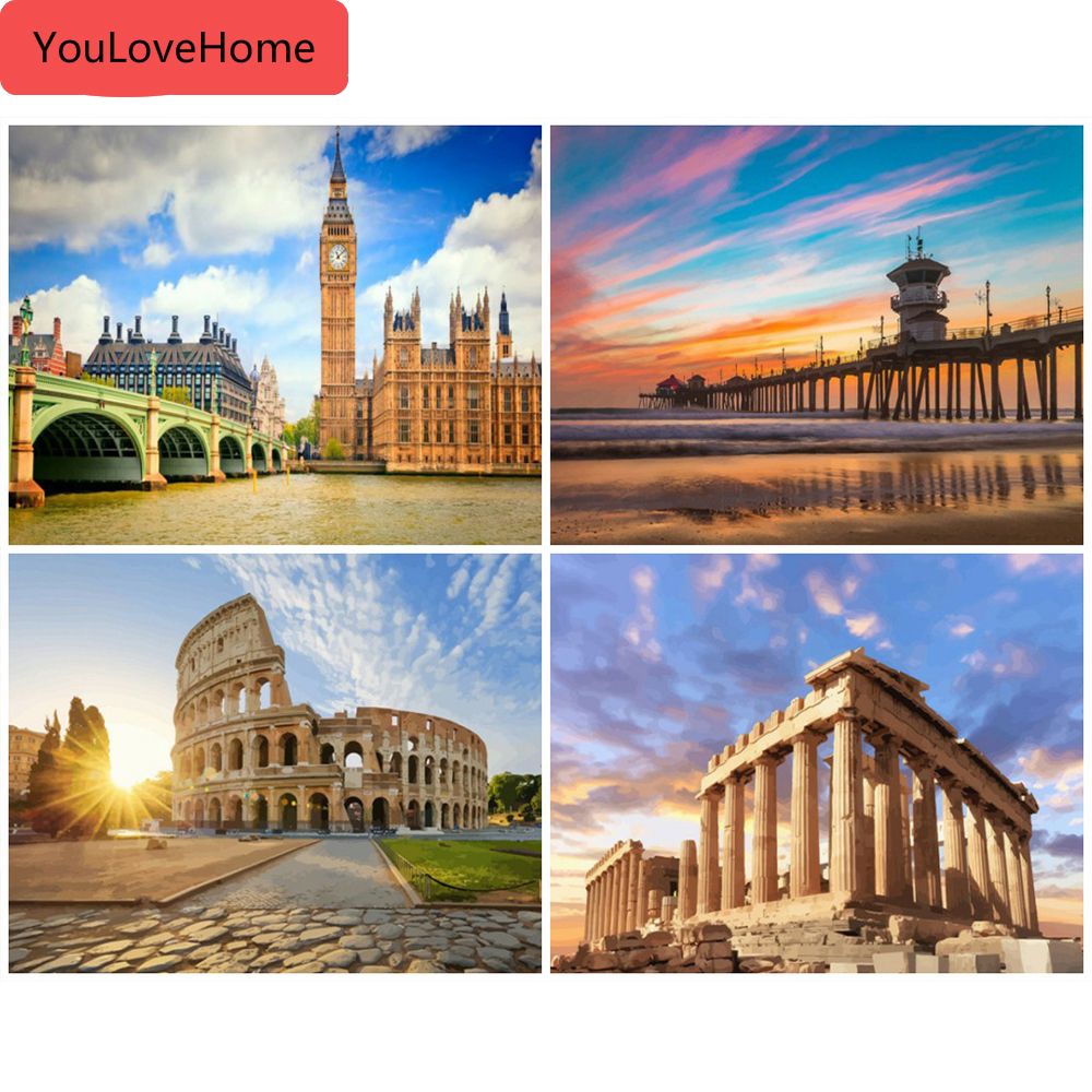 2020 Picture By Number City Landscape Wall Art Oil Painting By Number Building Drawing Canvas Acrylic Handpainted Home Decor From Youlovehome 10 Dhgate Com