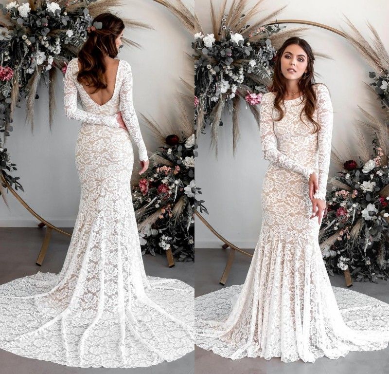 Acquista Sirena Piena Del Merletto Sposa 2020 Abiti Con Nude