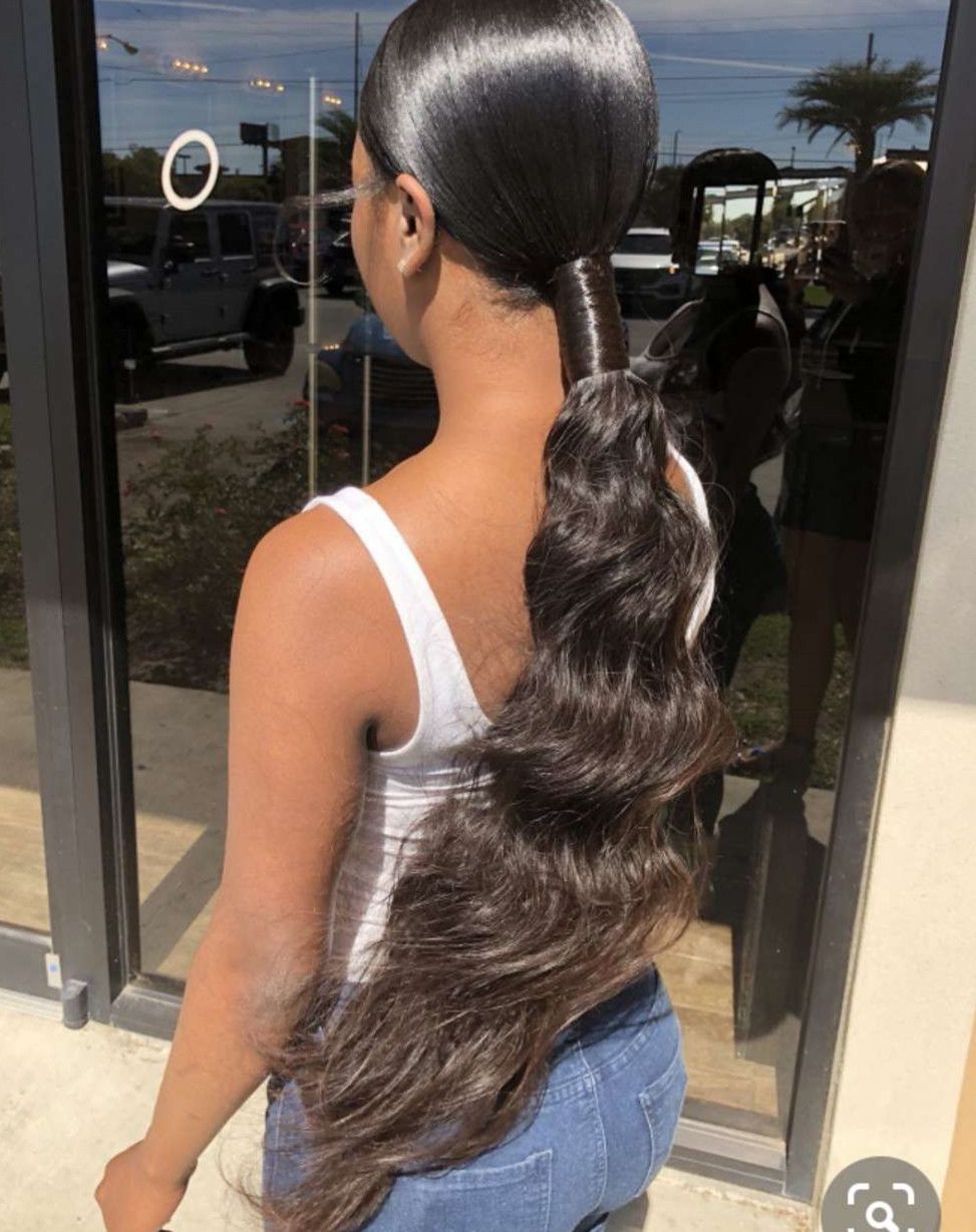 Women S Prom Hairstyle Wet Wavy Human Hair Ponytail With Clip Hair