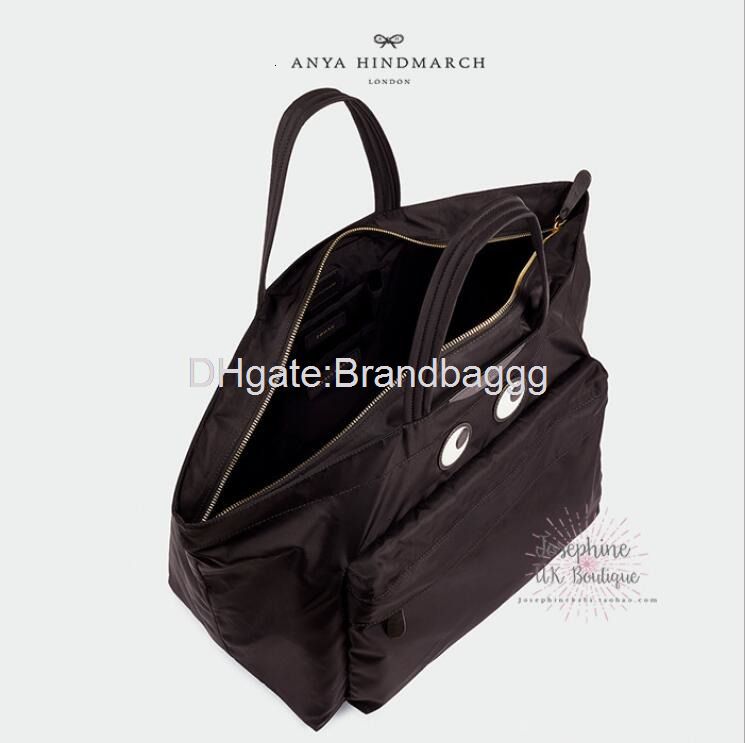 black nylon tote bag with zipper