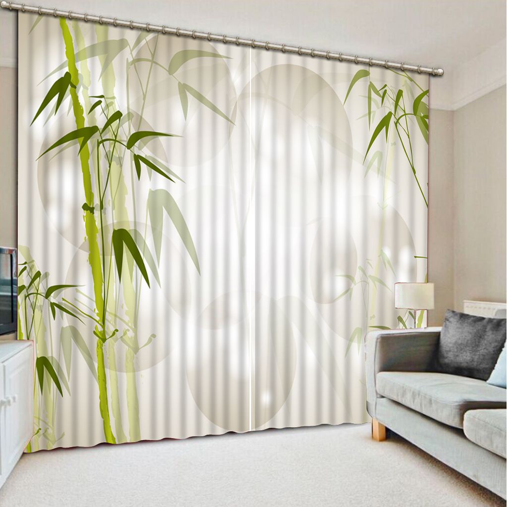 2019 Bamboo Beauty 3d Painting Blackout Curtain Office Room Living