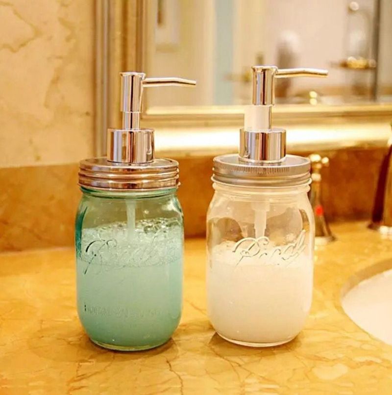 2019 Soap Dispenser Pump Stainless Steel Mason Jar Countertop Soap