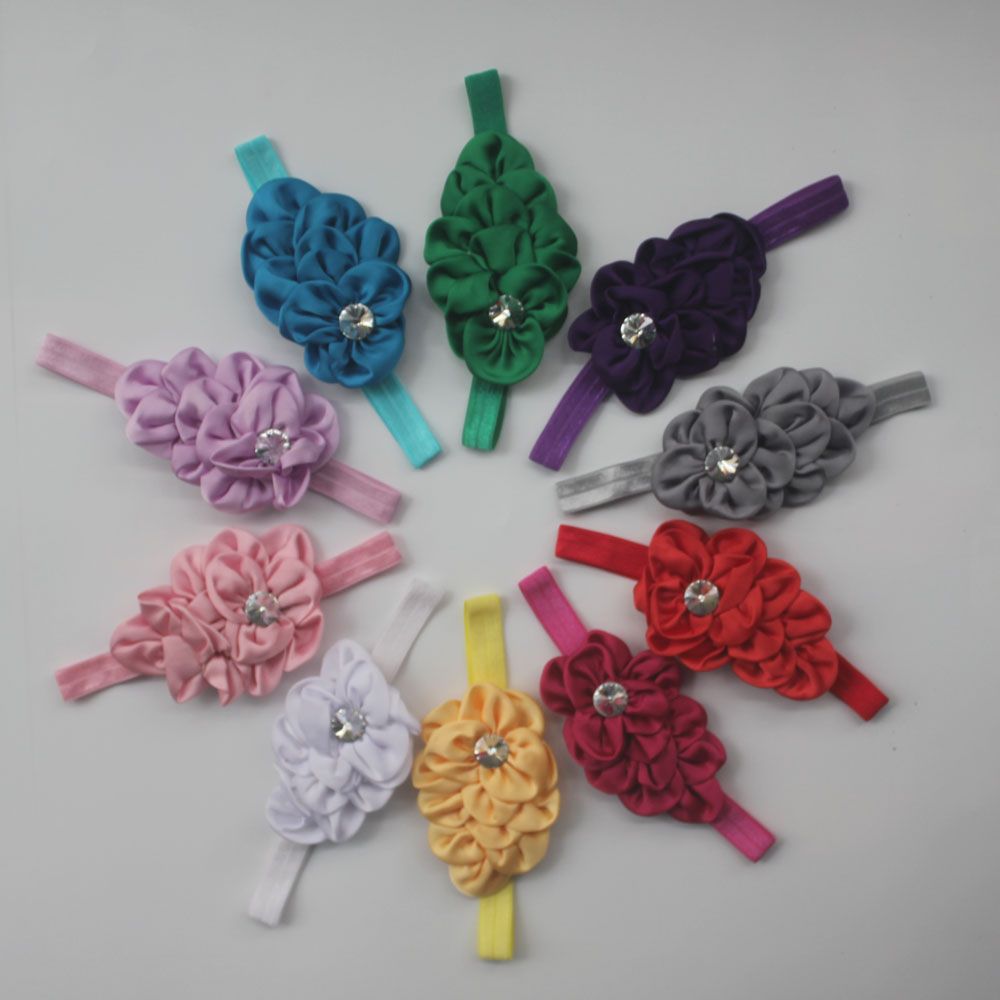 10cm Diy Multilayer Satin Fabric Headband Flower For Babies Girls
