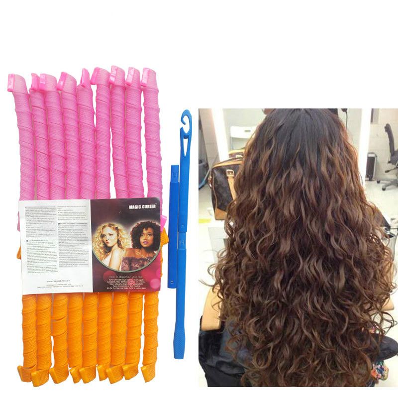 18pcs 65cm Water Wave Magic Hair Curlers Formers Leverage Spiral Hairdressing Tool with 1 Hooks Extra Long 25 inch 18pcs 65cm Water Wave Magic Hair Curlers Formers Leverage Spiral Hairdressing Tool with 1 Hooks Extra Long 25 inch