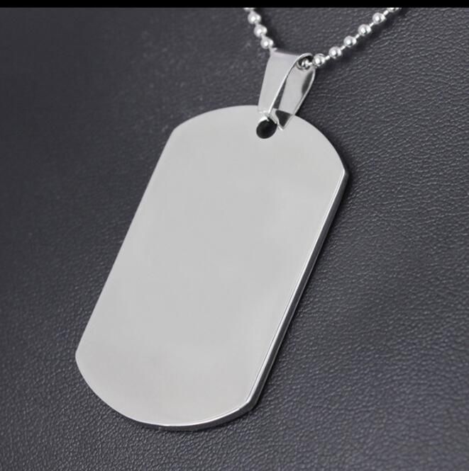 Blank Engravable Stainless Steel Dog Tag Military Shape Men Pendant For